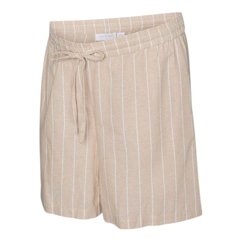 Mamalicious Womens/Ladies Vertical Stripe Relaxed Fit Shorts / Pale Yellow